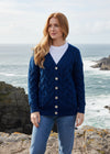 Downpatrick Ladies Aran Cardigan | Ink Blue