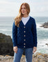 Downpatrick Ladies Aran Cardigan | Blue - Clearance