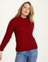 Aran Crew Neck Sweater | Red