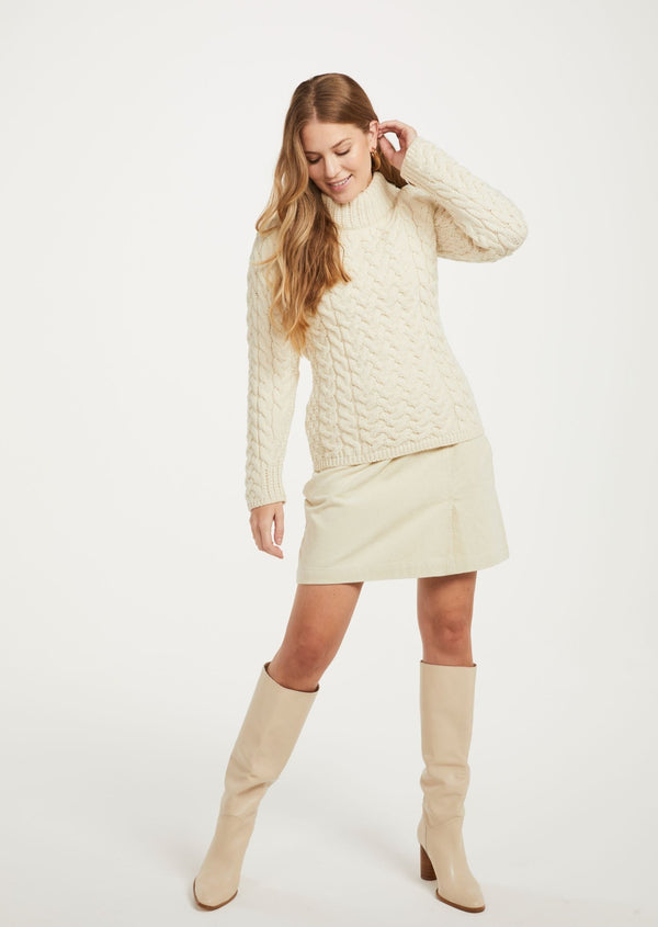 Aran Crew Neck Sweater - Natural