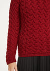 Aran Crew Neck Sweater - Red