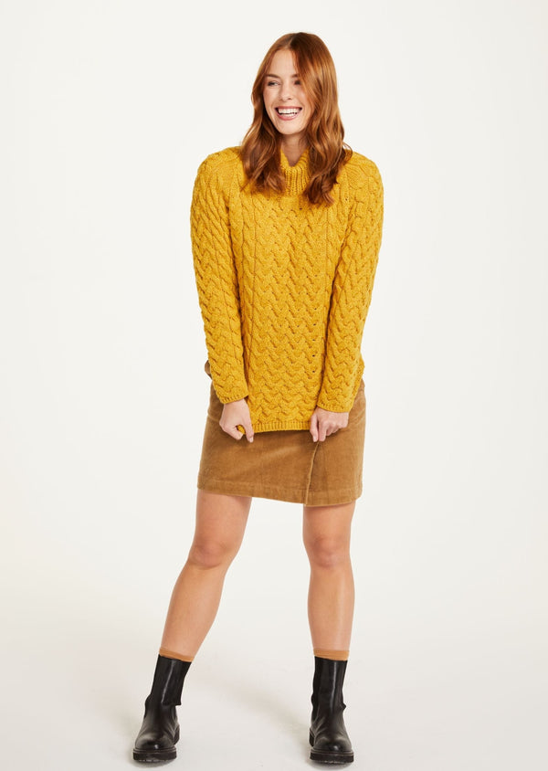 Aran Crew Neck Sweater - Sunflower