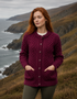 Aran Merino Wool Lumber Cardigan | Raspberry Marl