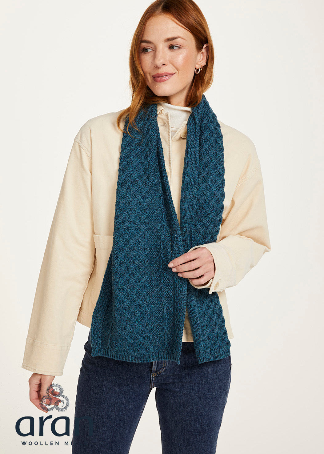 Aran Tree Of Life Scarf | Irish Sea