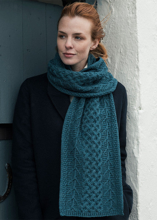 Aran Tree Of Life Scarf | Irish Sea