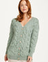 Downpatrick Ladies Aran Cardigan | Mint Green
