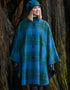 Mucros Dunloe Cape | Premium Wool Tweed | Green Blue Check