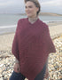 Aran Super Soft Poncho | Raspberry