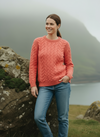 Aran Crew Neck Supersoft Sweater Coral - Clearance