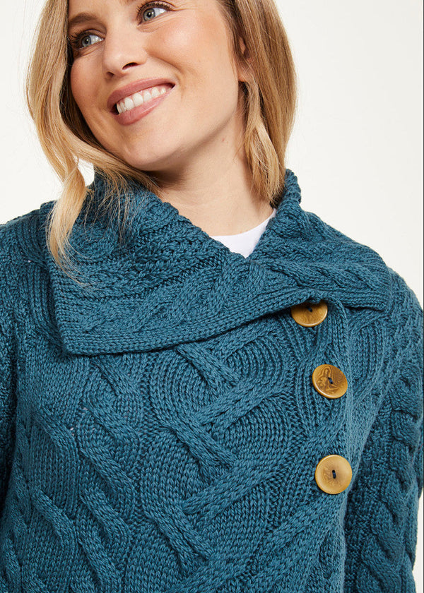 Aran 3 Buttoned Longline Cardigan