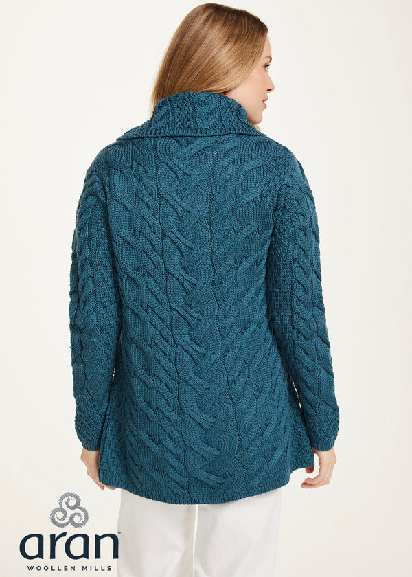 Aran 3 Buttoned Longline Cardigan