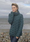 Aran Cowl Neck Chunky Sweater | Irish Sea