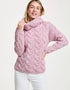 Aran Cowl Neck Chunky Sweater | Pink