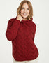 Aran Cowl Neck Chunky Sweater | Red