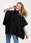 Aran Cowl Neck Poncho | Black