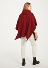 Aran Cowl Neck Poncho - Red