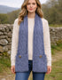 Aran-Taschenschal | Denimblau | 100 % Merinowolle | Irische Strickwaren