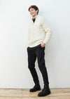 Ballycroy Mens Aran Half Zip Sweater - Cream