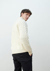 Ballycroy Mens Aran Half Zip Sweater - Cream