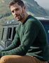 Men's Aran Roll Neck Sweater | Green