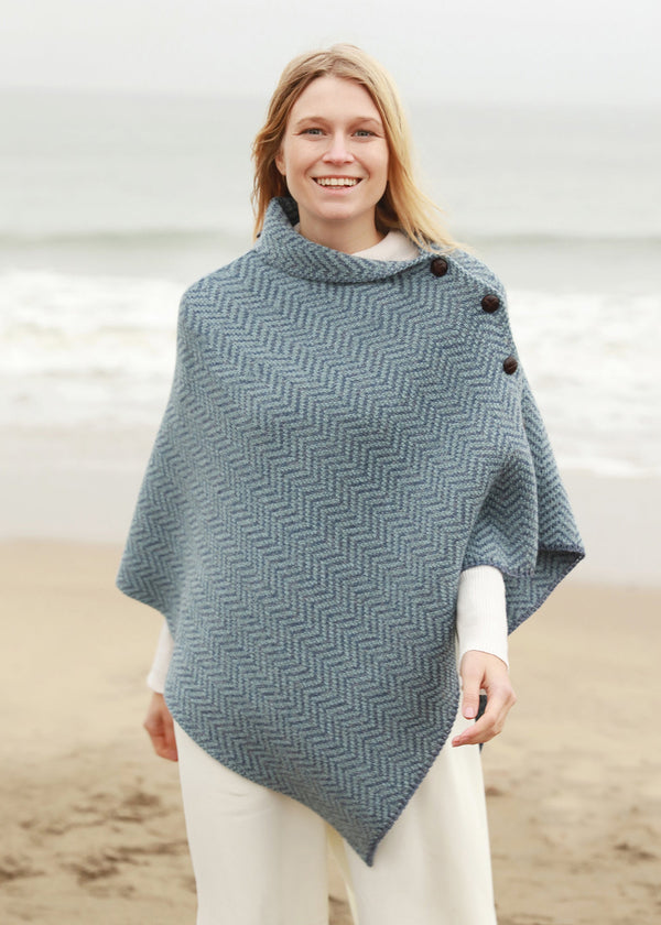 Ladies Herringbone Aran Poncho