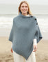 Ladies Herringbone Aran Poncho | Blue