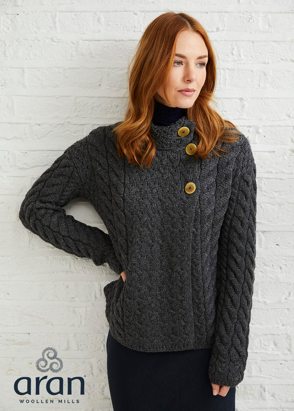 Aran 3 Buttons Trellis Cardigan