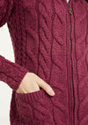 Aran Full Zip Cardigan - Berry