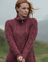 Aran Full Zip Cardigan | Raspberry