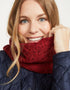 Aran Infinity Cable Scarf - Red