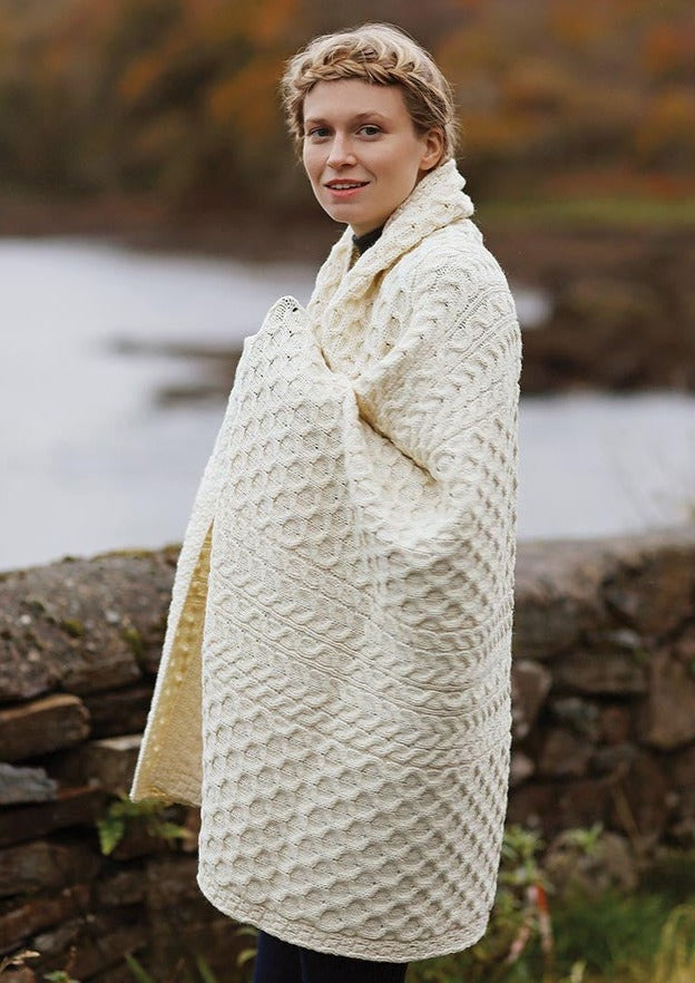 Aran Honeycomb Blanket - Natural