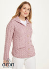 Belcarra Ladies Aran Cardigan | Pink