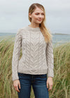Listowel Ladies Aran Cabled Sweater | Oatmeal