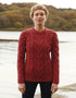 Listowel Ladies Aran Cabled Sweater | Raspberry