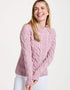 Listowel Ladies Aran Cabled Sweater | Pink