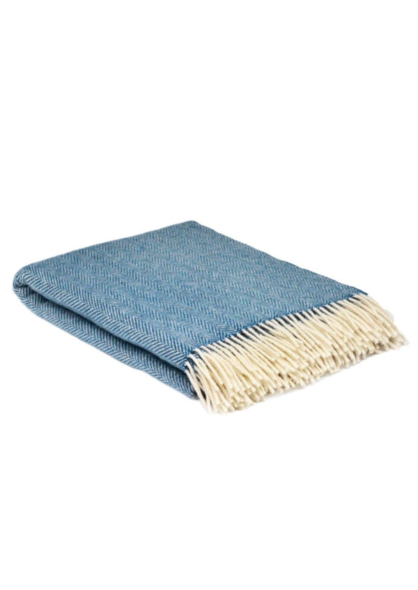 McNutt Pure Wool Throw Sky Herringbone