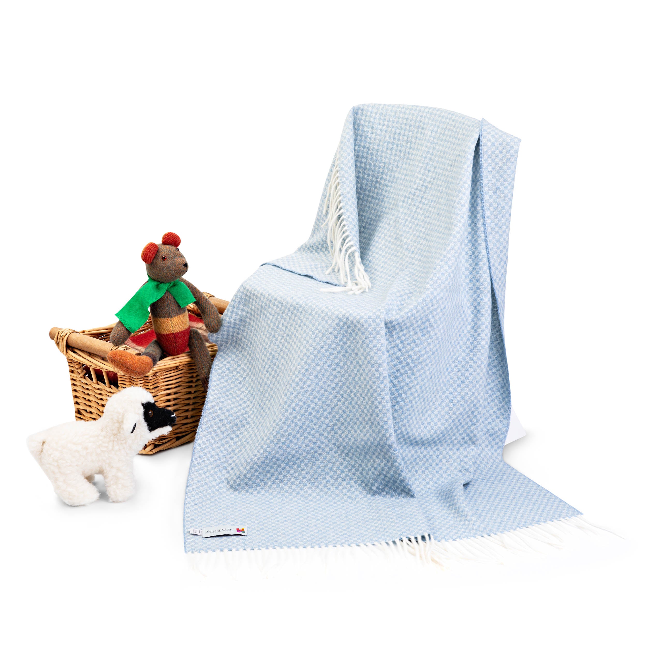 John Hanly Lambswool Baby Blanket | Blue
