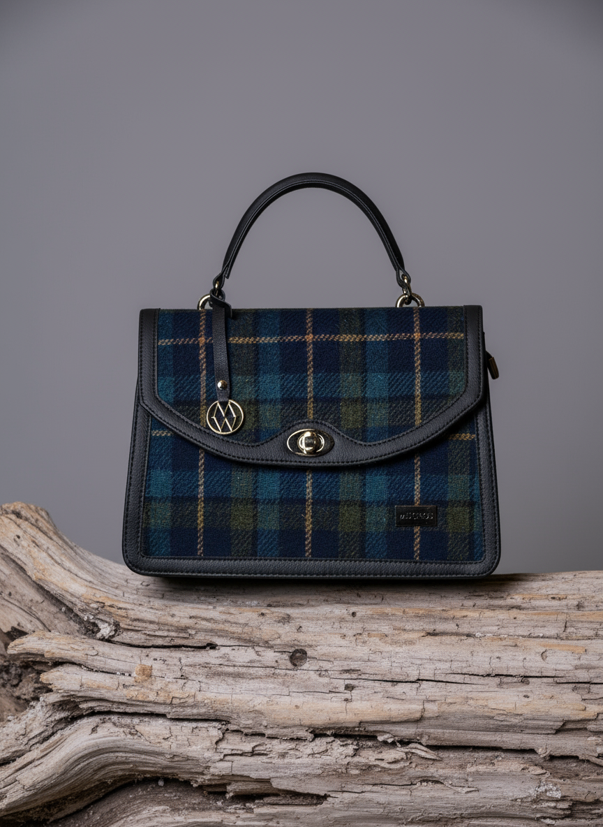 Mucros Orla Bag | Navy Green Check