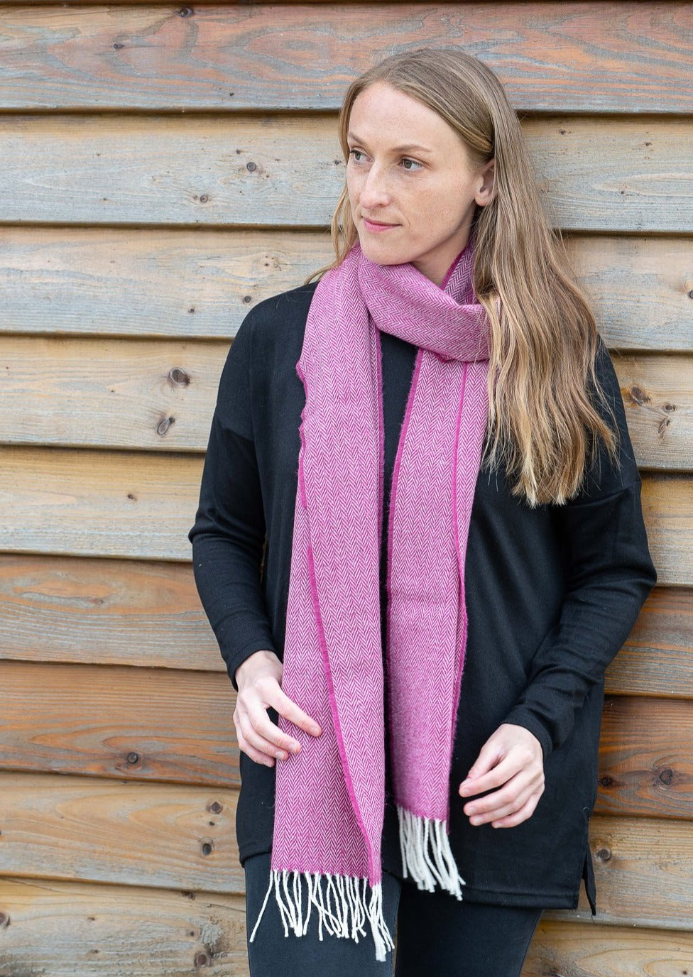 McNutt Beetroot Herringbone Scarf