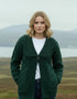 Beltra One Button Aran Cardigan Green | Irish Merino Wool - Clearance