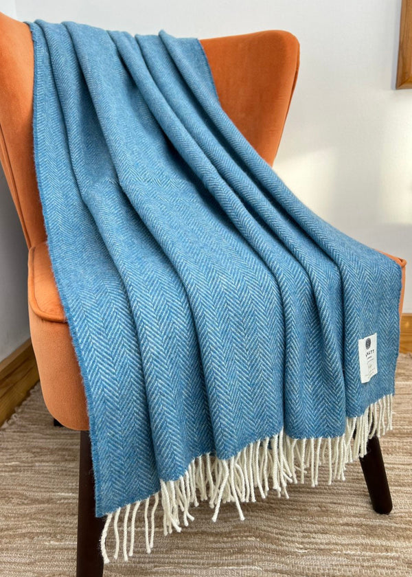 McNutt Pure Wool Throw | Blue Sky