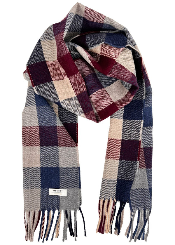 McNutt Lambswool Scarf | Burgundy Block