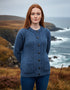 Women's Aran Lumber Cardigan - 100% Merino Wool | Denim Marl