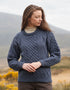 Unisex Oversized Lightweight Aran Sweater | Denim Blue