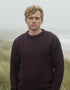 Aran Crew Neck Merino Sweater | Plum