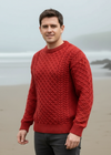 Red aran sweater for men