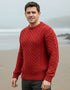 Aran Crew Neck Merino Sweater | Cherry