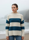 IrelandsEye Aran Stripe Funnel Neck Sweater | Chalkstone