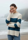 Aran Stripe Funnel Neck Sweater | Chalkstone