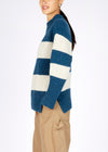 IrelandsEye Aran Stripe Funnel Neck Sweater | Ink Marl